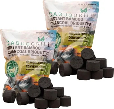 Image de 2x CASUSGRILL Briquettes de charbon de bois pour barbecue en bambou matériaux naturels Briquettes pour barbecue