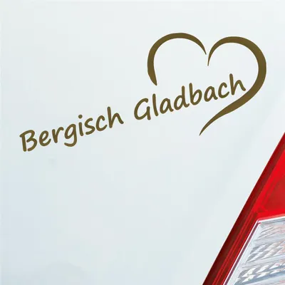 Produktbild von Auto Aufkleber Bergisch Gladbach Herz Stadt City Liebe Love 19,5x8 cm Gold Sticker Heckscheibenaufkleber