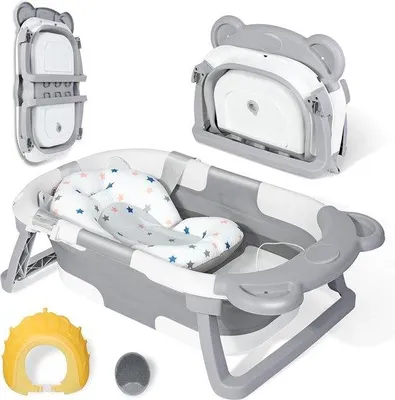 Produktbild von Famanu Faltbare Babybadewanne mit Zubehör - Grau