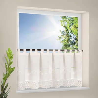 Produktbild von Gerster Schlaufen Bistro bestickt B = 150 x H =45 cmHalbtransparent We Floral natur