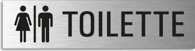 Produktbild von Türschild Toilette WC Schild Hinweisschild Aluminium Edelstahloptik 160x40mm selbstklebend