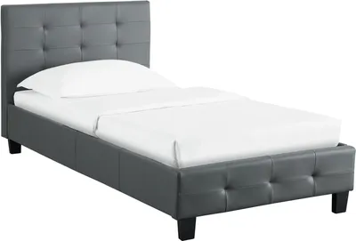 Produktbild von Polsterbett LIVERPOOL Bettgestell 90 x 200 cm Einzelbett Designbett inklusive Lattenrost Kunstleder in grau