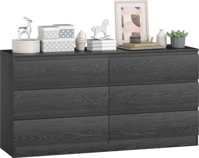 Produktbild von Kommode/Sideboard - 6 Schubladen - Holz - Minimalistisch Modern - 140x40x71 cm - Wohnzimmer - Schwarz