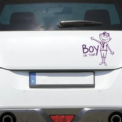 Produktbild von Auto Aufkleber Junge an Bord on Tour Baby Board 15x16 cm Lila Sticker Heckscheibenaufkleber