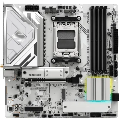 Produktbild von Asrock B850M Steel Legend WiFi, AMD, Sockel AM5, AMD Ryzen 7000 Series, AMD Ryzen 8000 Series, AMD Ryzen 9000 Series, Sockel AM5, DDR5-SDRAM, 256 GB