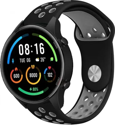Produktbild von Strap-it Xiaomi Mi Watch Sportband (Schwarz/Grau)