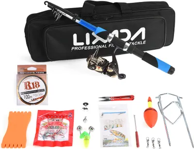 Produktbild von Rybářská sada s 2,1m rybářským prutem Lixada + rybářské navijáky + rybářské návnady + rybářské háčky + rybářská taška, rybářská sada