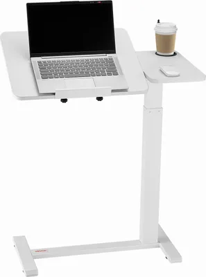 Produktbild von VEVOR Überbetttisch mobiler Beistelltisch mit klappbarer Schreibtischplatte & 4 versteckten Rollen, höhenverstellbarer & winkelverstellbarer Laptoptisch Betttisch mit Getränkehalter für Büro