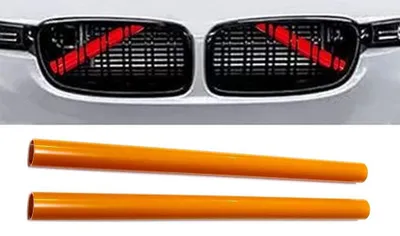 2x Kühlergrill Streben in ORANGE für BMW F20 F22 F30 F31 F34 F32 F33 F36 G30 G31 – Produktansicht