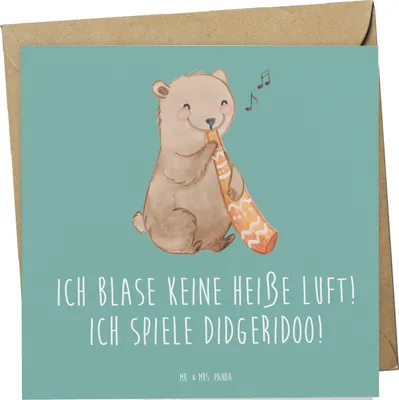 Produktbild von Mr. & Mrs. Panda Grußkarte Didgeridoo Spieler - Meeresbrise - Geschenk, Musiker, Glückwunschkarte, doppelkarte, Lernen, Instrument, Blasinstrument, Musikinstrument, Musik
