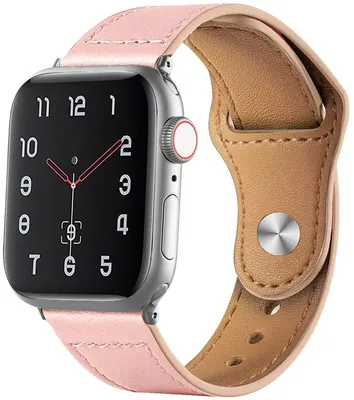 Produktbild von FFO2World Lederarmband mit Dornschließe für Apple Watch 49/46/45/44/42 mm (Serie 1-11 & Ultra 1-3, SE 1-3) – Ersatz-Lederarmband – Rosa