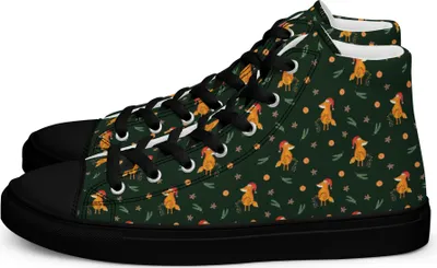 Produktbild von Mr. & Mrs. Panda Damen Sneaker Black Edition Fuchs Weihnachten Größe 39 - Grün - Geschenk, Schwarze Sneakers, Heiligabend, Weihnachtsmann, Nikolaus, Füchse, Schwarz, für