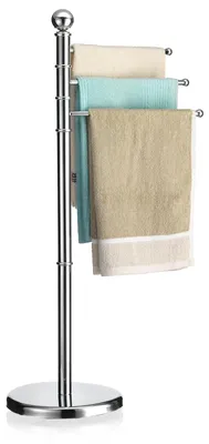 Produktbild von Handtuchhalter PETRA Handtuchständer Badetuchständer mit 3 beweglichen Handtuchstangen, Metallgestell verchromt