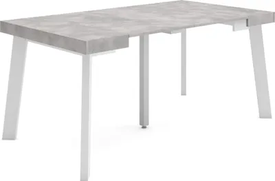 Image de TAPA Table console extensible, 160x90x73cm, Pour 8 personnes, Pieds en bois, Ciment