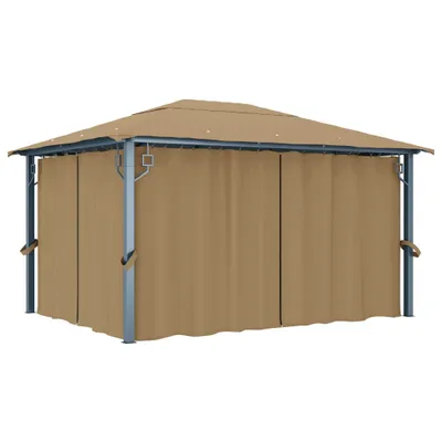 Obrázok produktu pre Altánok so závesom 400x300 cm, sivohnedý, hliník