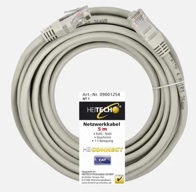 Produktbild von Heitech Heitech CAT5e, 5m Netzwerkkabel Beige