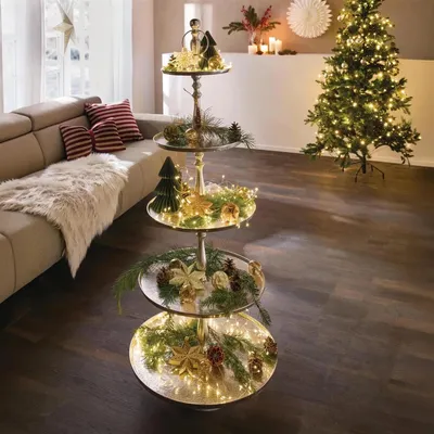 Produktbild von Etagere "XXL" Aluminiumguss silber, 5 Etagen, 147 cm hoch, Tortenständer, Deko Regal, Dekoständer, Obstetagere