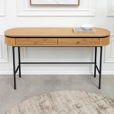 Produktbild von riess-ambiente Konsolentisch ATELIER 120cm schwarz Metall Eiche mit Schublade Anrichte Schrank modern