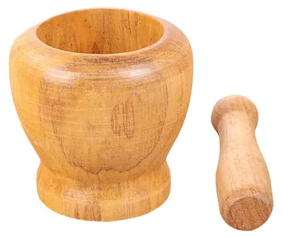Produktbild von Holzmörser und -Stößel-Set für die Küche, ideal zum Vermahlen von Gewürzen