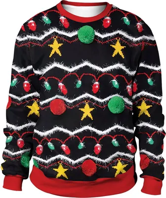 Image de ASKSA Hommes Femmes Pull de Noël Sweater Birthday Sweater pour la fête de Noël, Vert, 3XL