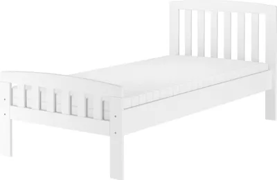 Produktbild von Klassisches Kieferbett weiß, 90x200 cm, Einzelbett, Zubehör wählbar V-60.57-09WRollrost und Matratze inkl.