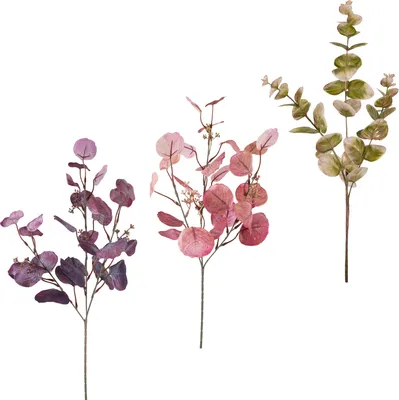 Produktbild von Eukalyptuszweig Goldakzent, 163_Menge/Größe:3er Set - 60 cm, 164_Farbe/Art:Lila - Eukalyptus