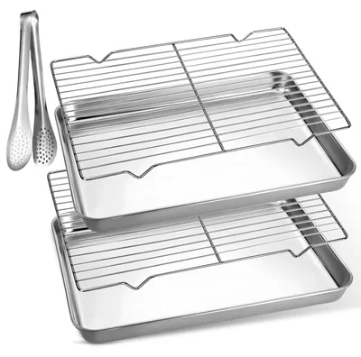 Productafbeelding van Bakplaat met Koelrooster, 2 Stuks RVS
