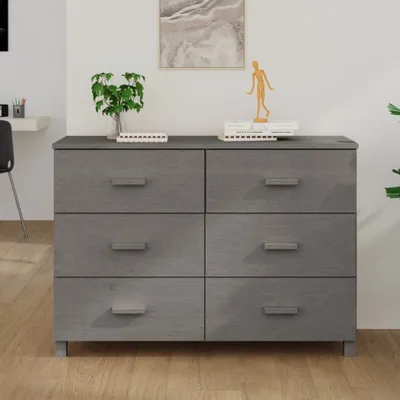 Produktbild von vidaXL Sideboard HAMAR Hellgrau 113x40x80 cm Massivholz Kiefer