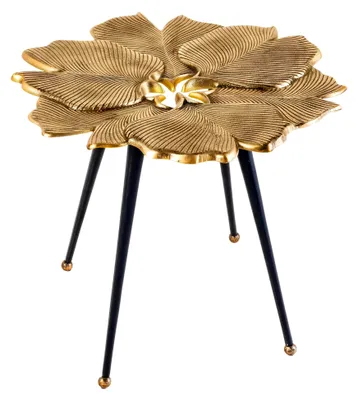 Produktbild von Dekorativer Beistelltisch Ginkgo-Blätter 55cm Gold Handgefertigt Metall