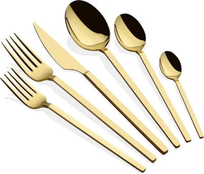 Obrázok produktu pre Hermia Concept, Carre - Gold, sada príborov (36-dielna), zlatá, 100 % Nerezová oceľ, 21,5 cm