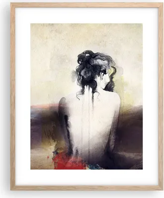 Produktbild von Gerahmtes Poster - Rahmen in heller Eiche - Frau handeln nackt - 40x50 cm - Wand Bild - Wanddeko - Wandbilder - Wandposter - Bilderrahmen - Bilder - Kunstdruck - Wandbild - P2NPA40x50-3657
