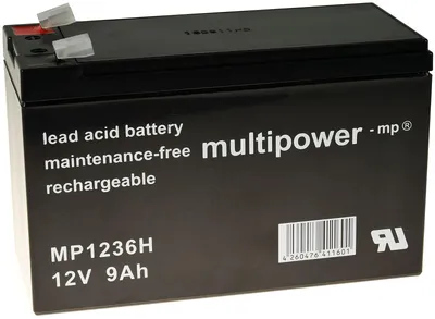 Image de Powery Batterie au plomb MP1236H pour UPS APC Back-UPS 650 9Ah 12V (remplace aussi 7,2Ah/7Ah)