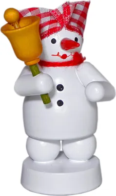 Produktbild von Weihnachtsdekoration Schneemann Musikant mit Glocke Höhe 8cm NEU