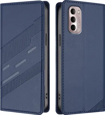 Produktbild von Hülle für Motorola Moto G Stylus 4G 2022, Kunstleder Brieftaschen Handyhülle mit Kartenfach und Standfunktion Blau