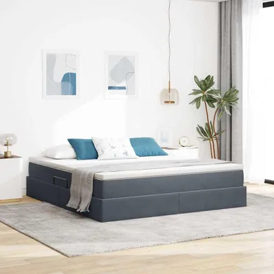Obrázok produktu pre Maison Exclusive – posteľ s úložným priestorom a matracom, tmavošedá, 160 x 200 cm, zamat