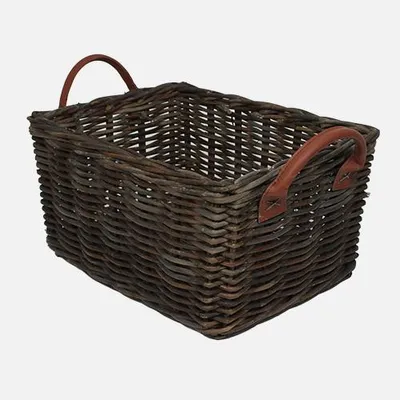 Produktbild von WICKED Kistenkorb L schwarz mit Ledergriffen (45x34x24)