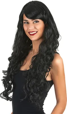 Produktbild von Schwarze Glamour-Langhaar-Perücke mit Locken für Damen