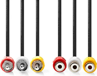 Zdjęcie produktu dla Nedis CVGL24305BK20, 2 m, 3 x RCA, 3 x RCA, Męska, Żeńska, Czarny