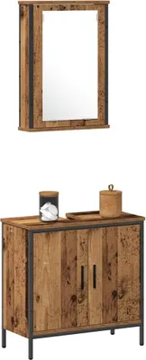 Image de vidaXL Ensemble de meubles de salle de bain, 2 pièces, bois imitation bois, couleur marron