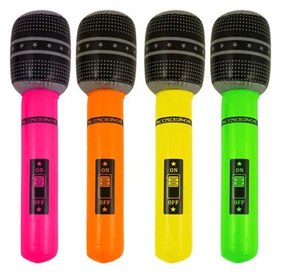 2 aufblasbare Party-Mikrofone, 40 cm, Neonfarben