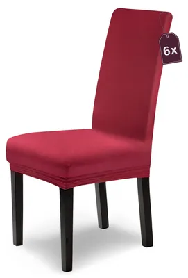 Obrázek produktu pro Sada 6 elastických potahů na židle, barva bordó, s vysokým opěradlem
