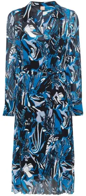 Productafbeelding van Boss - "Daplisa" midi-jurk met knoopsluiting voor dames, model GT32151 (maat 40 DE), kleur blauw/zwart
