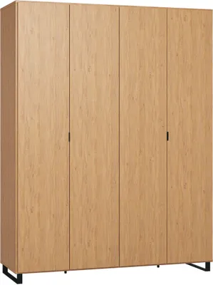 Produktbild von 185 cm breiter Kleiderschrank mit 2 Türen, 11 Fächern und 2 Schubladen | Farbe: Eiche | Tiefe: 57 cm