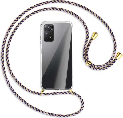Produktbild von Handykette Backcover-Schutzhülle mit Band (Metall goldfarben) für Xiaomi Redmi Note 11 Pro 4G/5G (EU) - blau+beige