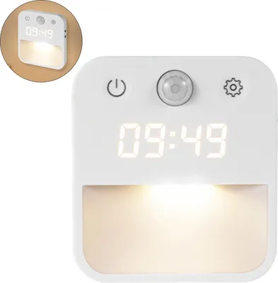 Produktbild von Touch Nachtlampe mit Zeit, Weiß/Warmlicht, Dimmbar, Dämmerungssensor für Treppe, Sensorlicht für Kinderzimmer, Bad & Flur