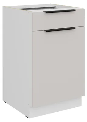 Produktbild von Küchen Unterschrank 50 cm COMO Kaschmir beige matt + Weiß matt Vollauszug Soft-Close Küche Küchenzeile Einbauküche Küchenblock