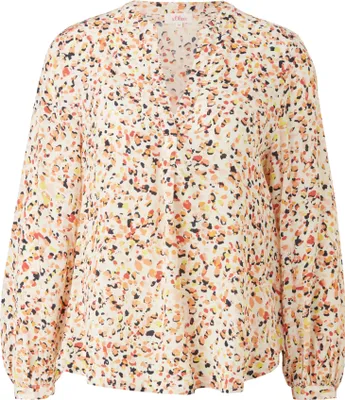 Produktbild von 29608 S. Oliver, , Damen Top Shirt T-shirt Bluse Longseve , Jersey, weiß bunt gemustert, 38