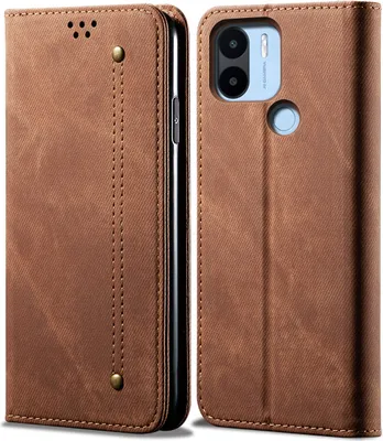 Image de Xiaomi Poco C50 Case, étui portefeuille en cuir avec fermeture magnétique et support pour Xiaomi Poco C50 Marron