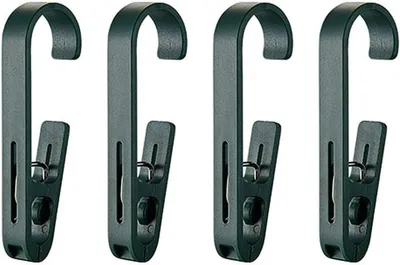 Wäschehaken mit Clips - Klemhaken Hänger - Kleidung Trocknen - Zwei-in-eins Design - 4 Stück - Dunkelgrün