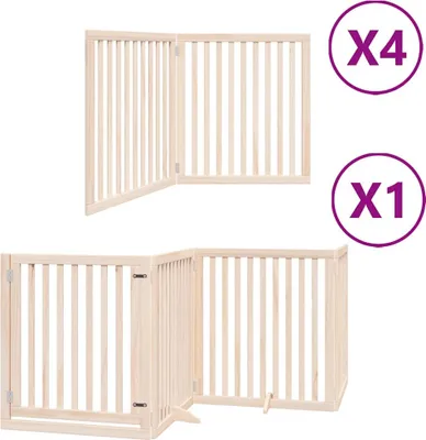 Zdjęcie produktu dla vidaXL 12-częściowa bramka dla psa ze składanymi drzwiami 960 cm drewno topolowe